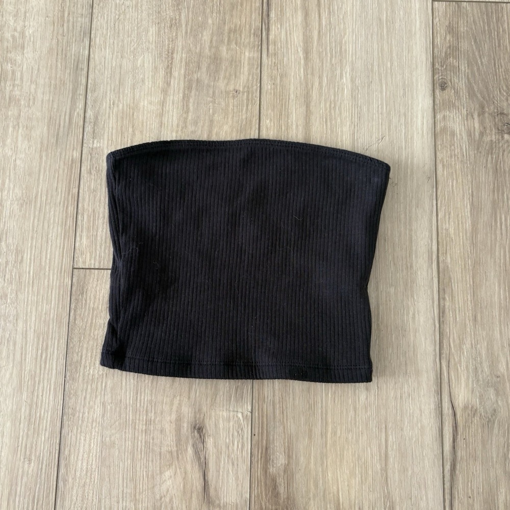 Hollister‎ Tube Top Womens XS Black Ribbed Strapless Bandeau Stretch Basic